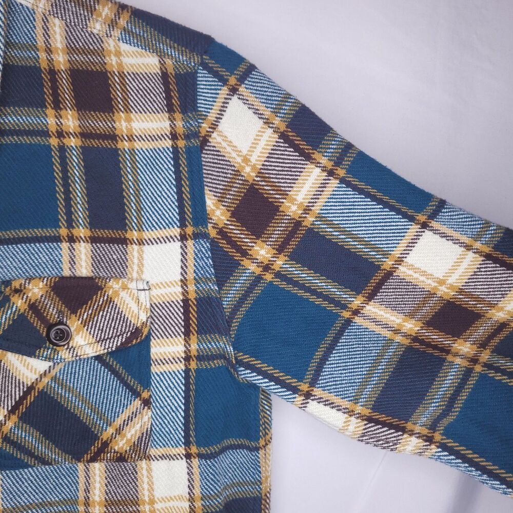 Outerknown Blanket Shirt Mens Large Plaid Green, Burgundy Heavyweight Organic - Picture 4 of 12